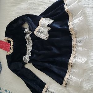 Lace trim princess dress Blue dress NWT